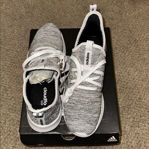 Adidas Cloudfoam Knit Sneakers in Black and White